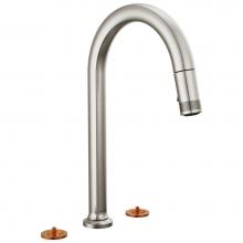 Brizo 62506LF-SSLHP-L - Kintsu® Widespread Pull-Down Faucet with Arc Spout - Less Handles