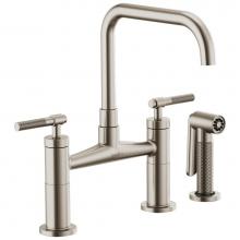 Brizo 62553LF-SS - Litze® Bridge Faucet with Square Spout and Knurled Handle