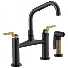 Brizo 62564LF-BLGL - Litze® Bridge Faucet with Angled Spout and Industrial Handle