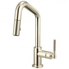 Brizo 63963LF-PN - Litze® Pull-Down Prep Faucet with Angle Spout - Knurled Handle