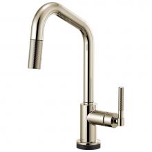 Brizo 64063LF-PN - Litze® SmartTouch® Pull-Down Kitchen Faucet with Angled Spout and Knurled Handle