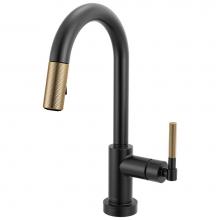 Brizo 64943LF-BLGL - Litze® Smarttouch Pull-Down Prep Faucet with Arc Spout - Knurled Handle