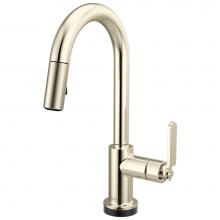 Brizo 64944LF-PN - Litze® Smarttouch Pull-Down Prep Faucet with Arc Spout - Industrial Handle