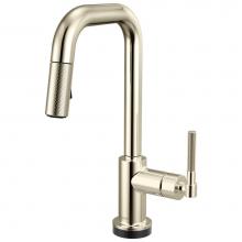 Brizo 64953LF-PN - Litze® Smarttouch Pull-Down Prep Faucet with Square Spout - Knurled Handle