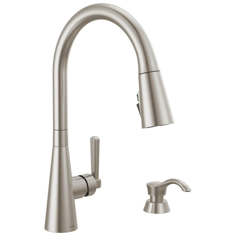 Boyd™ Single Handle Pull-Down Kitchen Faucet with Soap Dispenser and ShieldSpray Technology