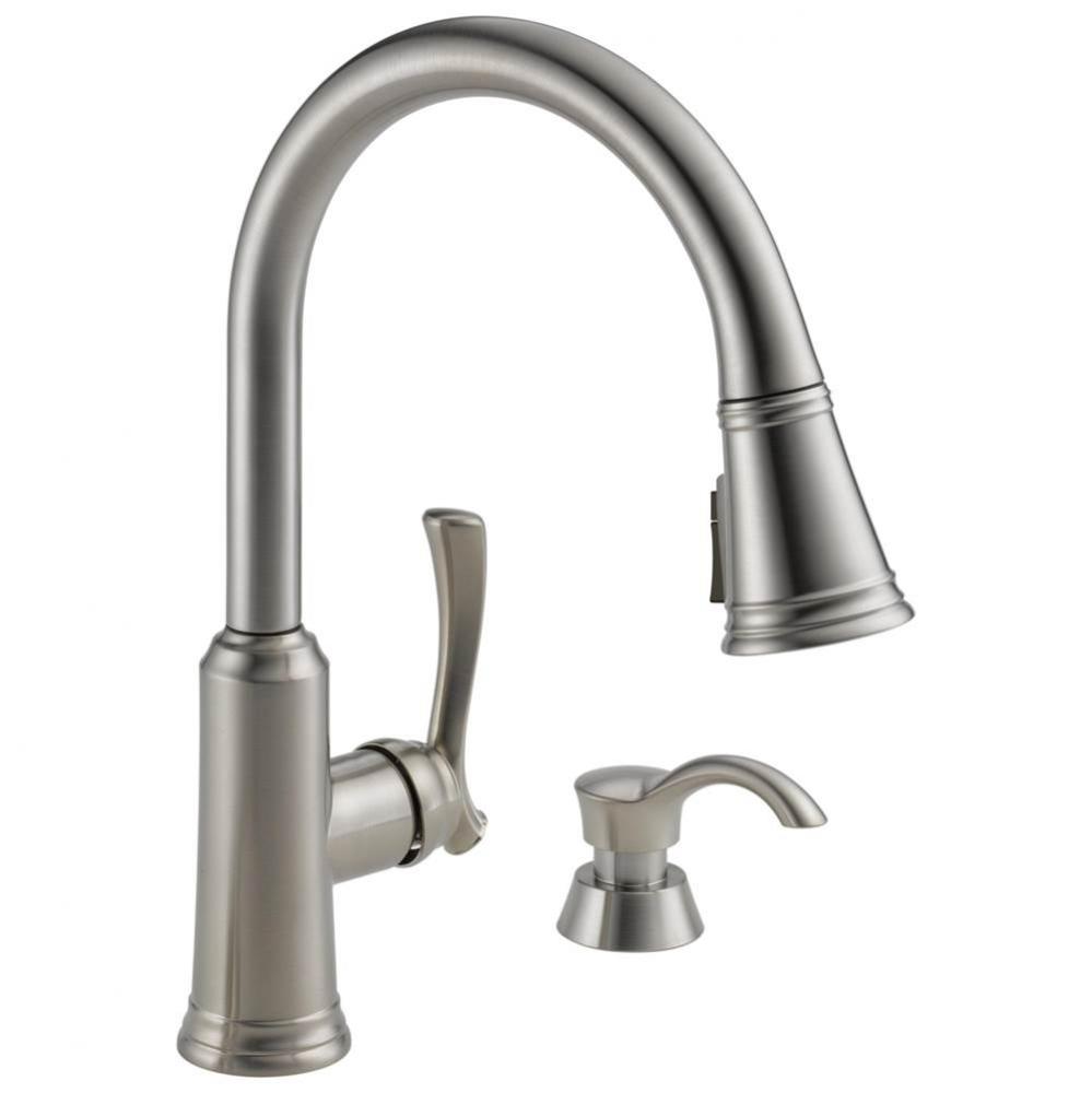 Lakeview&#xae; Single Handle Pull-Down Kitchen Faucet with Soap Dispenser and ShieldSpray&#xae; Te