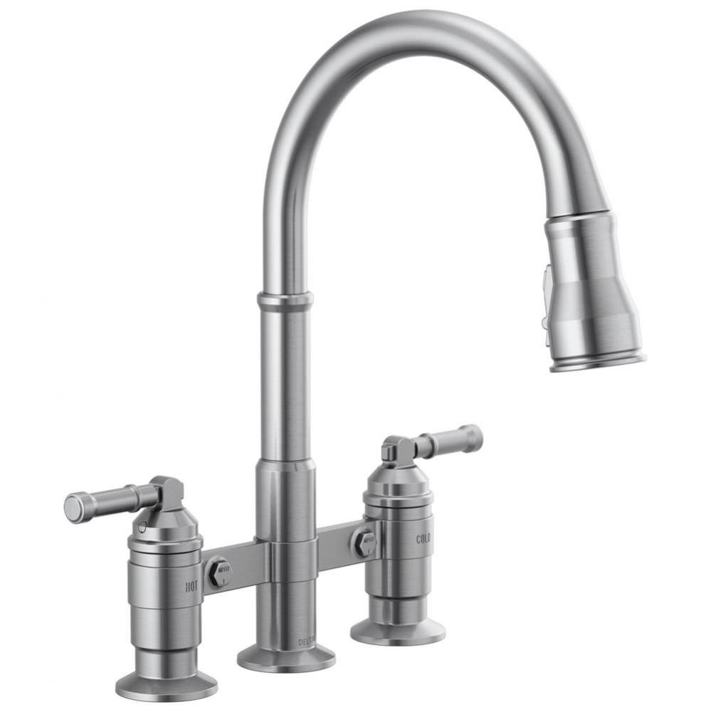 Broderick™ Two Handle Pull-Down Bridge Kitchen Faucet