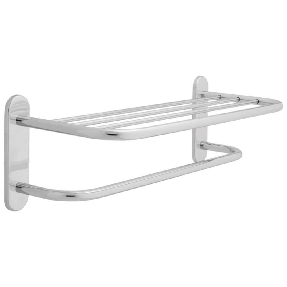 Other 24&apos;&apos; Brass Towel Shelf with One Bar, Concealed Mounting Polished Chrome
