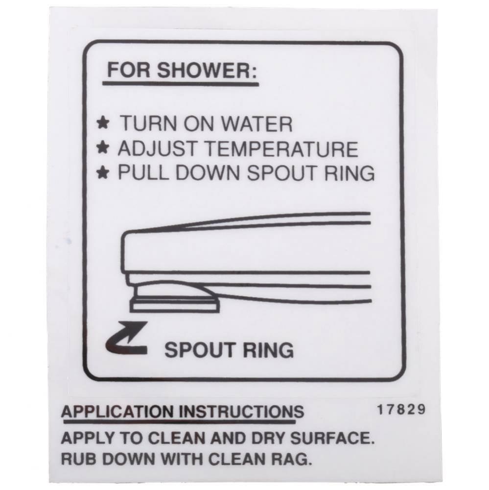 Other Decal - Tub Spout - Pull-Down Diverter
