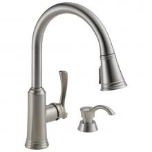Delta Faucet 19963Z-SSSD-DST - Lakeview® Single Handle Pull-Down Kitchen Faucet with Soap Dispenser and ShieldSpray® Te