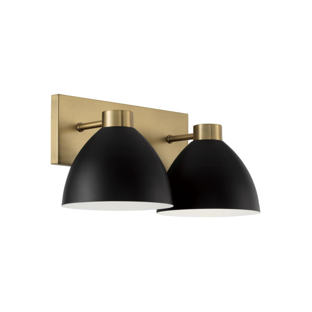 2-Light Vanity in Aged Brass and Black