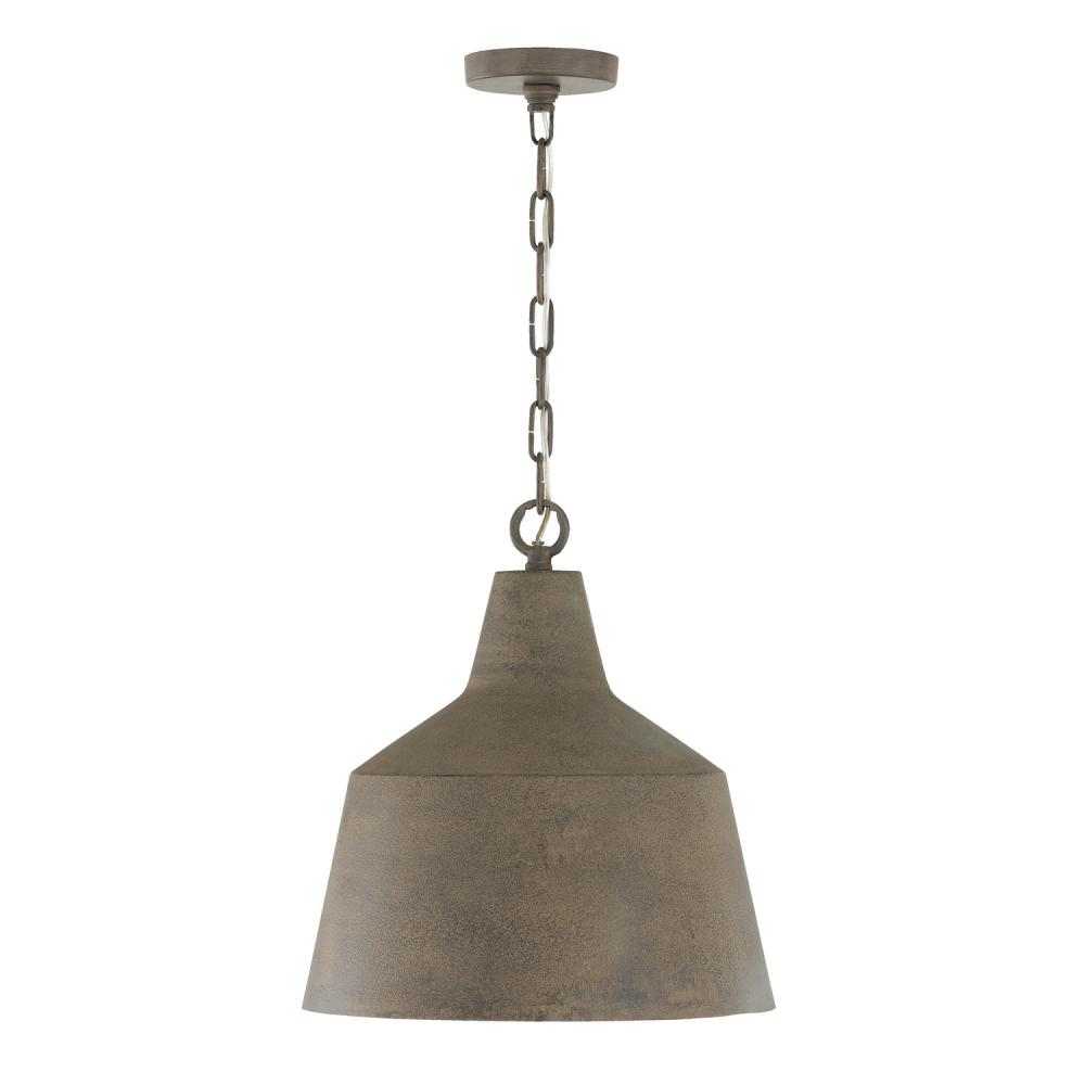 1-Light Tapered Metal Pendant in Clay