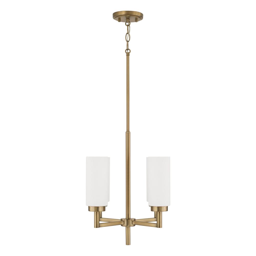4-Light Cylindrical Chandelier Pendant in Aged Brass with Faux Alabaster Glass
