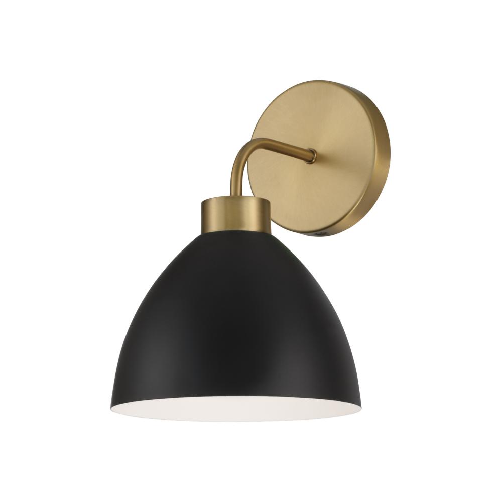 1-Light Sconce in Aged Brass and Black