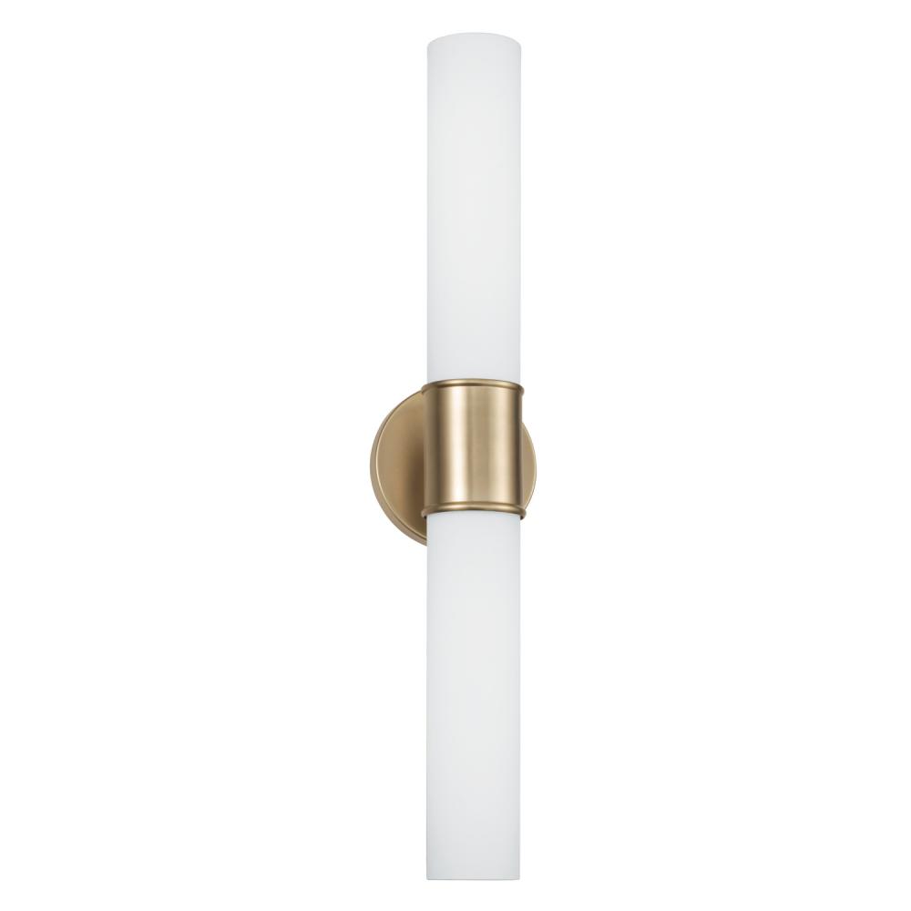 2-Light Dual Sconce in Matte Brass with Soft White Glass