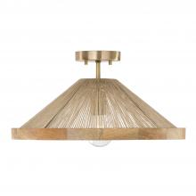 Capital 252811MA - 1-Light Dual Mount Pendant in Matte Brass with Mango Wood and Handwrapped Natural Jute Rope String
