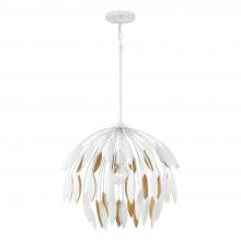 Capital 351812WE - 1-Light Botanical Pendant in Matte White and Buffed Gold