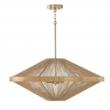 Capital 352842MA - 4-Light Pendant in Matte Brass with Mango Wood and Handwrapped Natural Jute Rope String