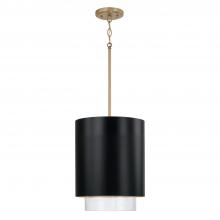 Capital 353011RK - 1-Light Cylindrical Metal Pendant in Matte Black with Matte Brass Interior and Seeded Glass