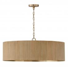 Capital 450741WS - 4-Light Chandelier in Matte Brass and Handcrafted Mango Wood in White Wash