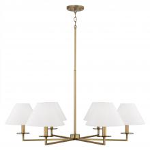 Capital 452261AD - 6-Light Chandelier in Aged Brass with White Fabric Stay-Straight Shades