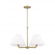 Capital 453242MA - 4-Light Chandelier in Matte Brass with White Fabric Shades and Glass Diffusers