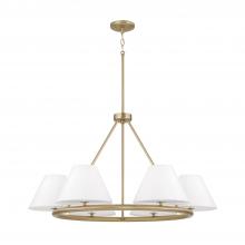 Capital 453261MA - 6-Light Circular Chandelier in Matte Brass with White Fabric Shades and Glass Diffusers