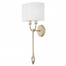 Capital 650021BS - 11.25"W x 24.75"H 2-Light Sconce in Brushed Champagne with White Fabric Oval Stay-Straight S