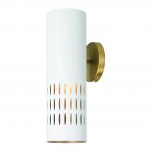 Capital 650211AW - 5"W x 16"H 1-Light Sconce in Aged Brass and White Metal Shade with Painted Aged Brass Interi