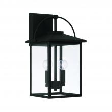 Capital 948021BK - 9.5"W x 16.5"H 2-Light Outdoor Wall Lantern in Black with Clear Glass