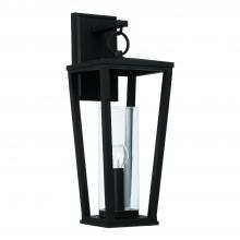 Capital 948112BK - 7.25"W x 20"H 1-Light Outdoor Wall Lantern in Black with Clear Glass Cylinder