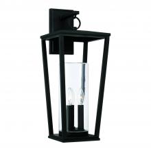 Capital 948131BK - 9.25"W x 23.75"H 3-Light Outdoor Wall Lantern in Black with Clear Glass Cylinder