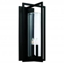 Capital 948231BK - 12"W x 25"H 3-Light Outdoor Wall Lantern in Black with Clear Glass Cylinder