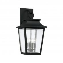 Capital 953341BK - 4-Light Outdoor Tapered Wall Lantern in Black with Ripple Glass