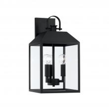 Capital 953431BK - 3-Light Outdoor Square Rectangle Wall Lantern in Black with Clear Glass