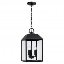 Capital 953434BK - 3-Light Outdoor Square Rectangle Hanging Lantern in Black with Clear Glass