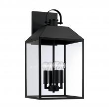 Capital 953443BK - 4-Light Outdoor Square Rectangle Wall Lantern in Black with Clear Glass