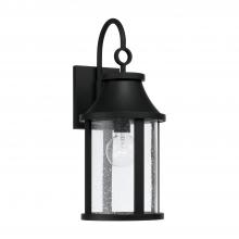 Capital 953611BK - 1-Light Outdoor Cylindrical Wall Lantern in Black with Seeded Glass