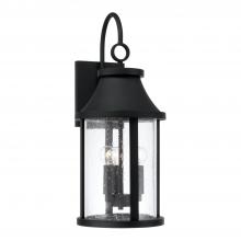 Capital 953631BK - 3-Light Outdoor Cylindrical Wall Lantern in Black with Seeded Glass