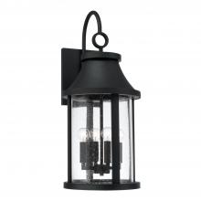 Capital 953641BK - 4-Light Outdoor Cylindrical Wall Lantern in Black with Seeded Glass