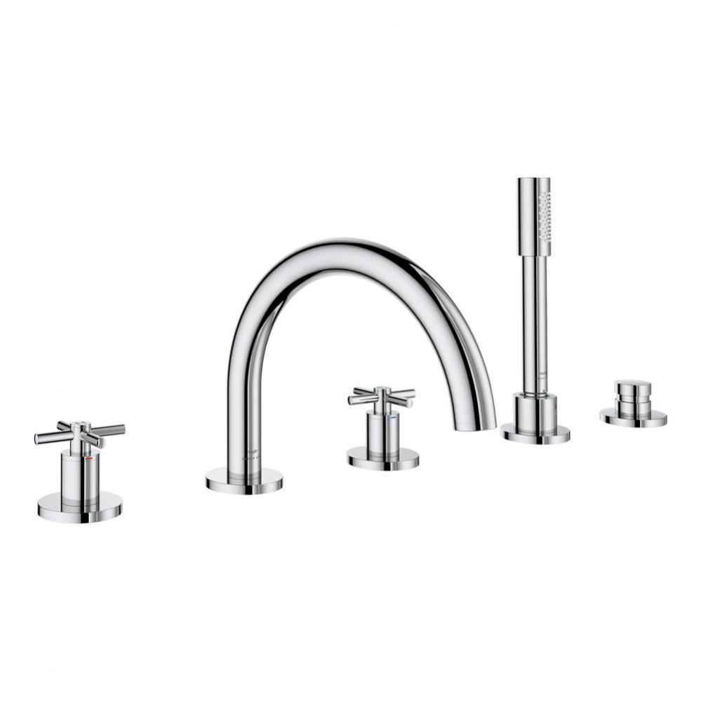 5-Hole 2-Handle Deck Mount Roman Tub Faucet with 1.75 GPM Hand Shower