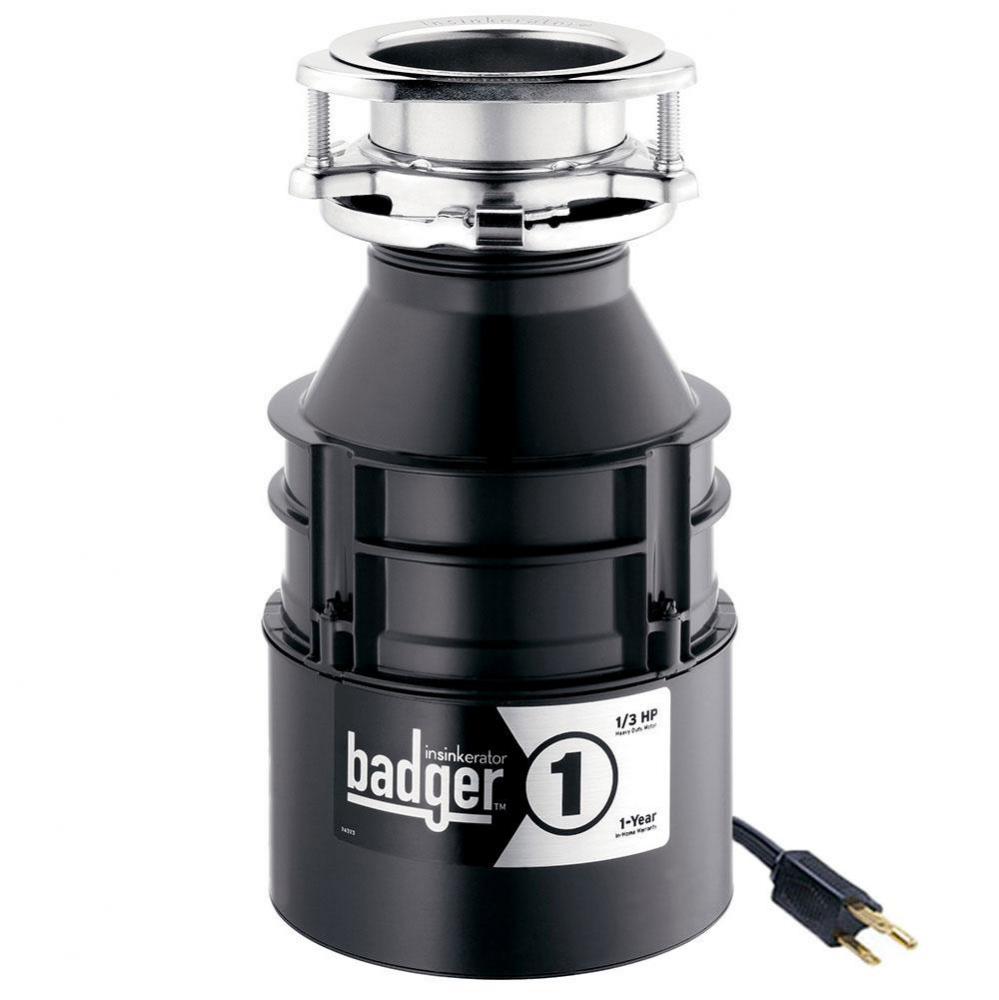 Badger 1 with cord 1/3 HP Food Waste Disposer - Model Number: BADGER 1 W/C
