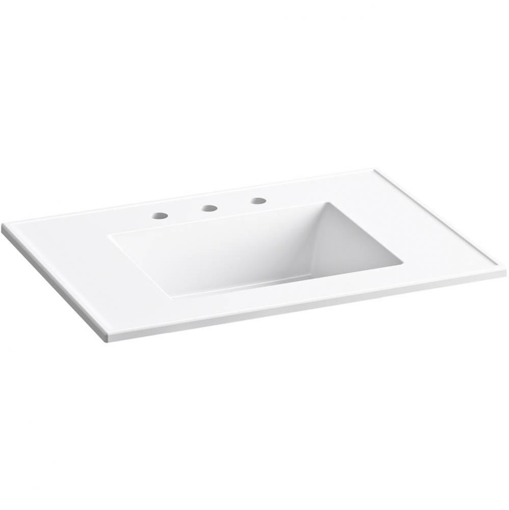 Ceramic/Impressions&#xae; 31&apos;&apos; rectangular vanity-top bathroom sink with 8&apos;&apos; w