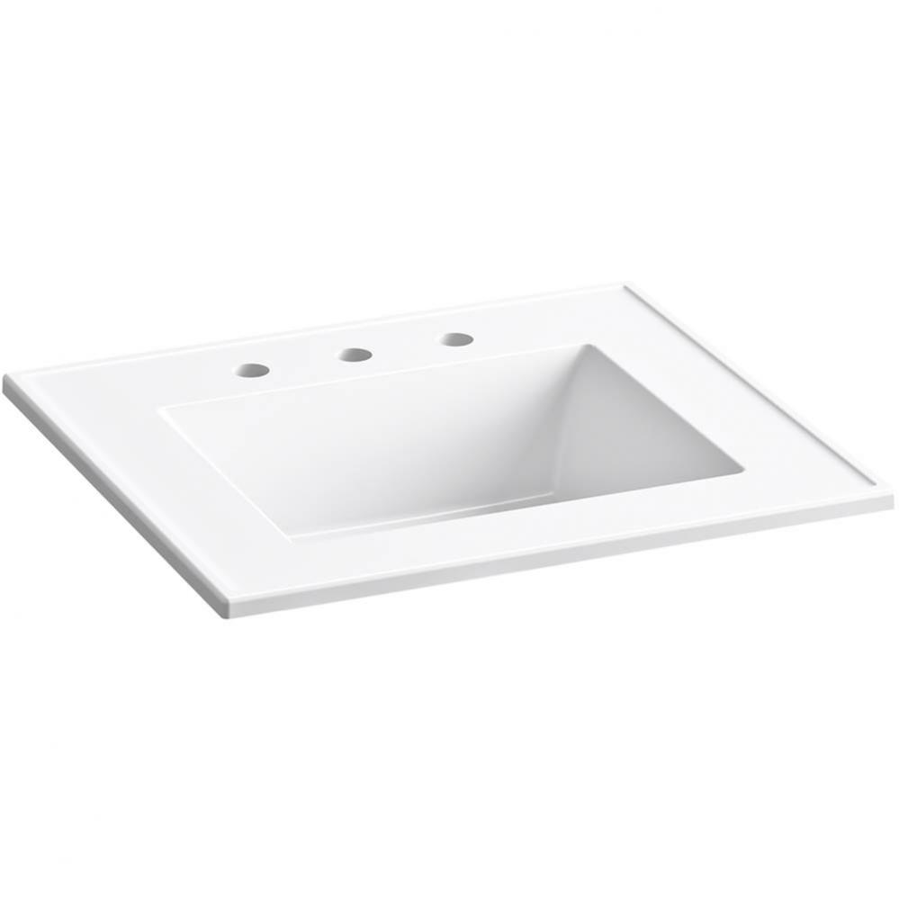 Ceramic/Impressions&#xae; 25&apos;&apos; rectangular vanity-top bathroom sink with 8&apos;&apos; w