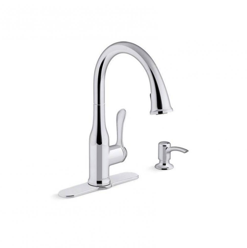 Motif&#xae; Pull-down kitchen faucet with soap/lotion dispenser