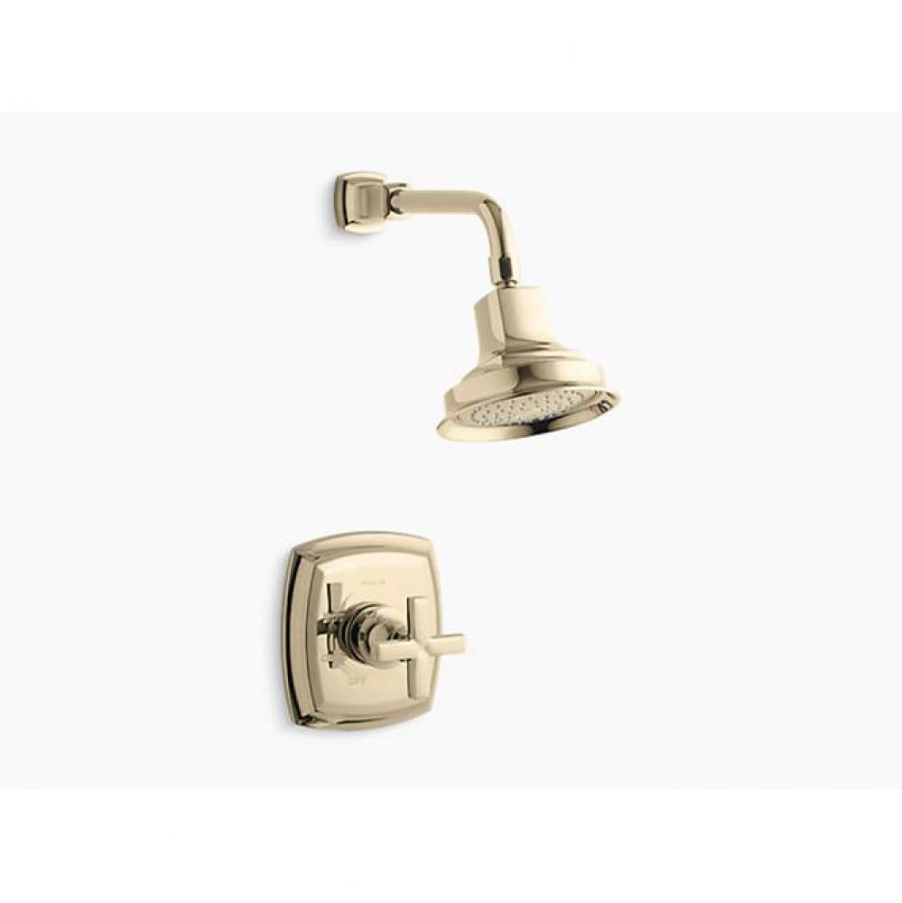 Margaux&#xae; Rite-Temp&#xae; shower valve trim with cross handle and 2.5 gpm showerhead