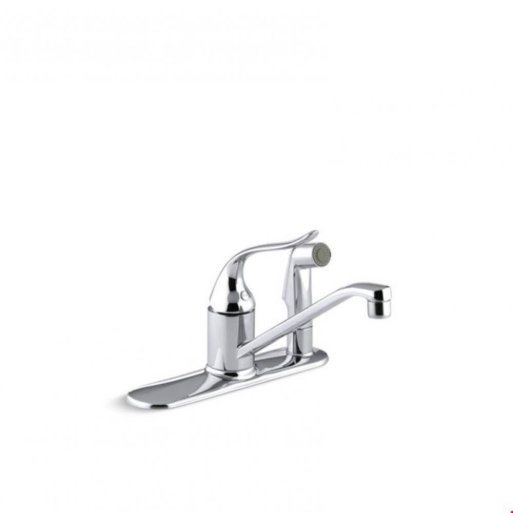 Coralais&#xae; single-handle kitchen sink faucet with sidespray through escutcheon and 8-1/2&apos;