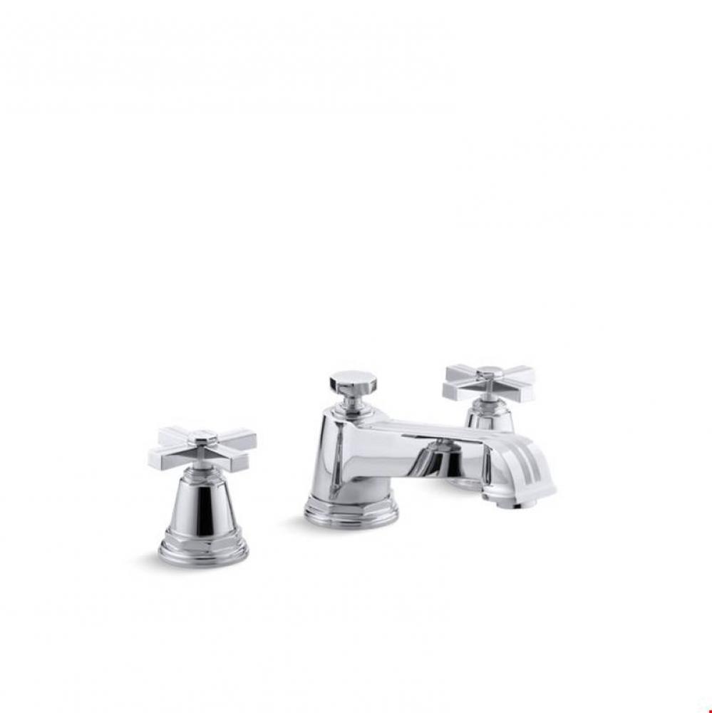 Pinstripe&#xae; Deck-mount bath faucet trim for high-flow valve with cross handles, valve not incl