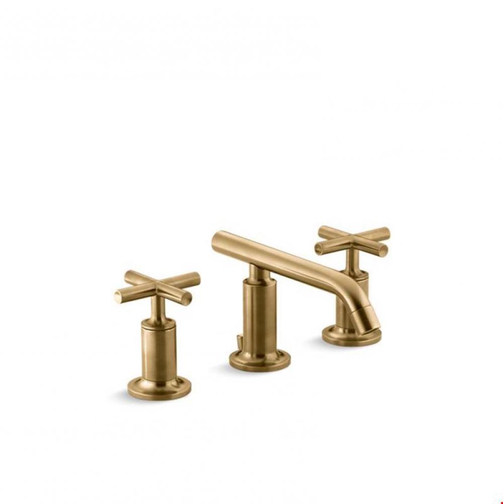 Purist&#xae; Widespread bathroom sink faucet with low cross handles and low spout