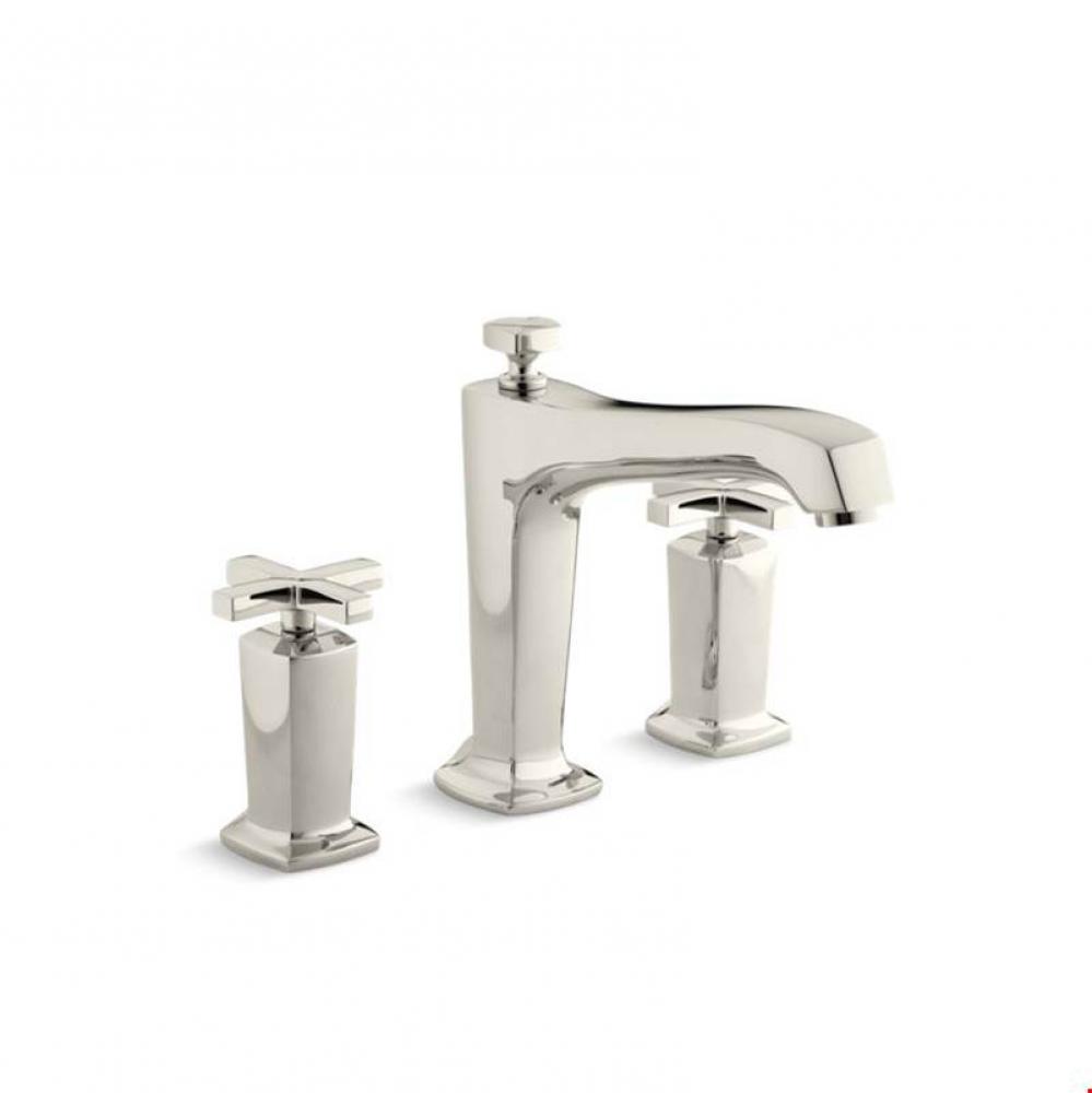 Margaux&#xae; Deck-mount bath faucet trim for high-flow valve with diverter spout and cross handle
